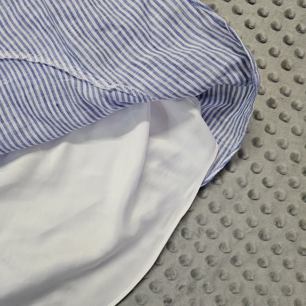 Karina Grimaldi Blue Striped Summer Linen Dress Sz. M - Picture 8 of 12